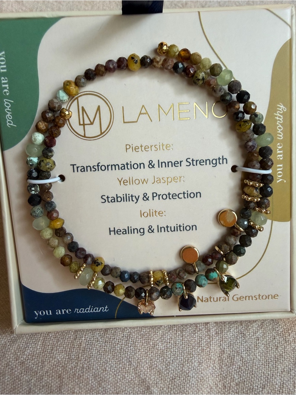 NIB~ Multicolor Natural Gemstone Wire Wrap Bracelet